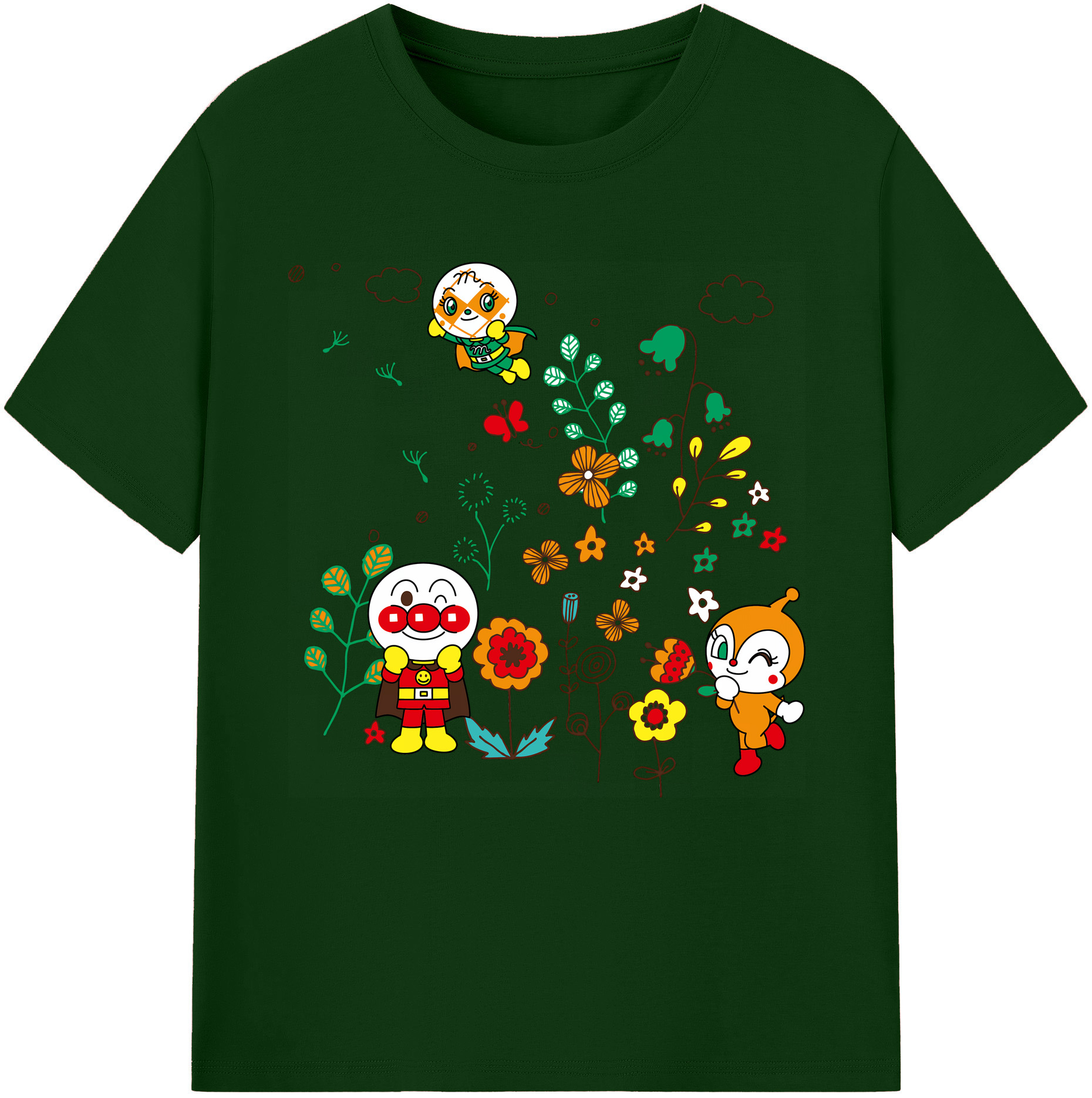 （画像用） アンパンマン Anpanman 綿100％半袖Tシャツ（フロントプリント）